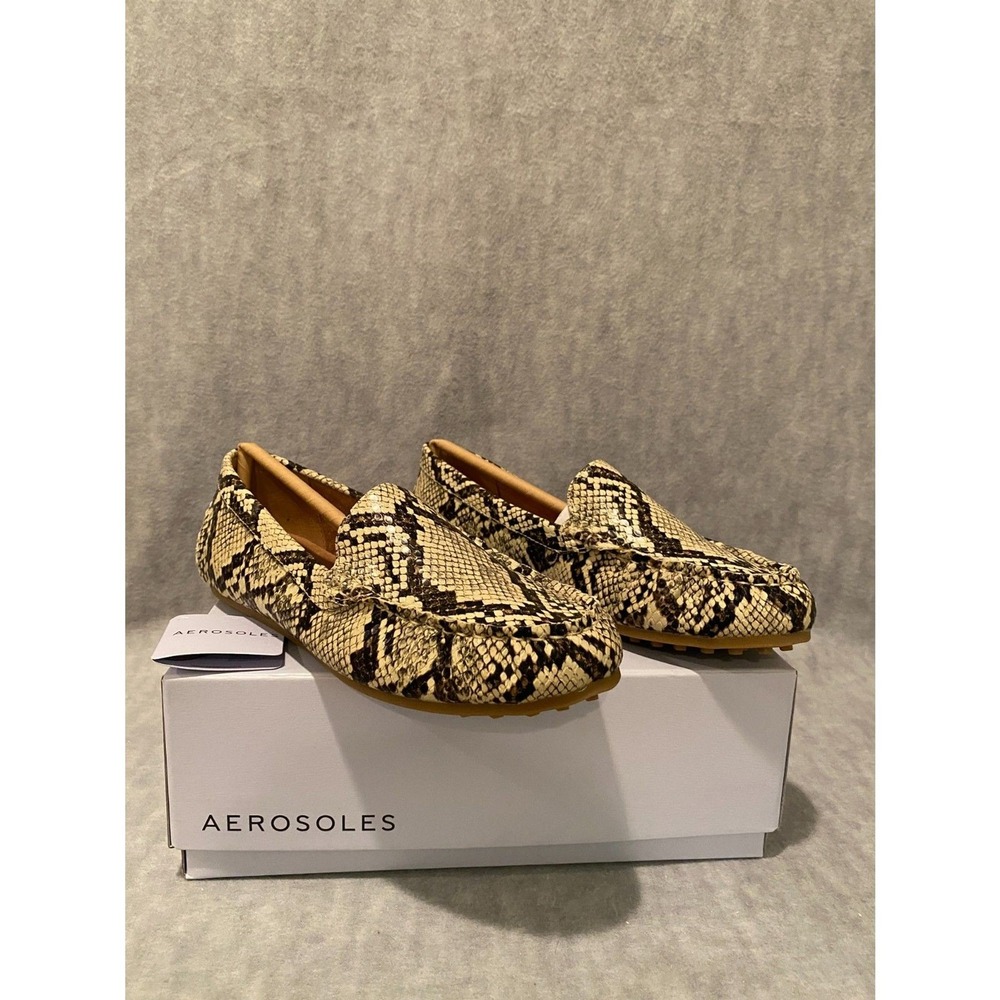 Womens Aerosoles Sz 5.5M‎ Over Drive Loafer Natural Snake Print Flats
